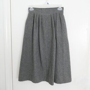 vintage 80s pleated wool blend gray a-line midi skirt with pockets